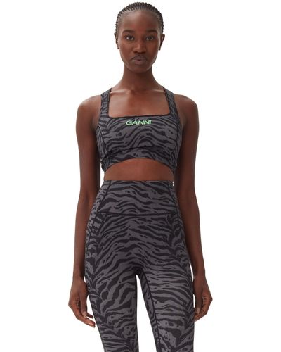 Ganni Active Fitted Top Size Xs Recycled Nylon/spandex - Multicolour