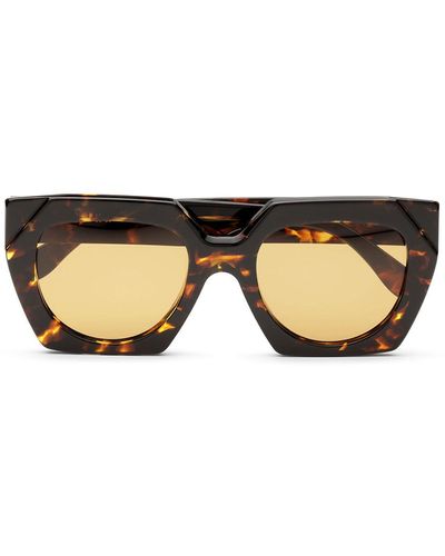 Ganni Brown Oversized Sunglasses - Natural