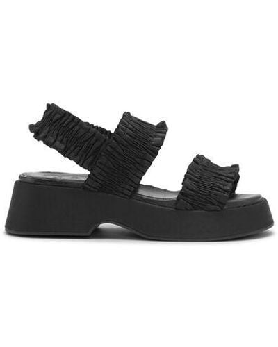 Ganni Smock Flatform Sandals - Black