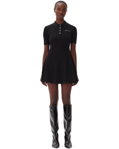 Ganni Melange Knit Mini Dress - Black