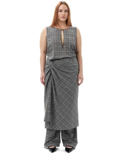 Ganni X Paloma Elsesser Check Mix Sleeveless Layer Dress - Multicolour