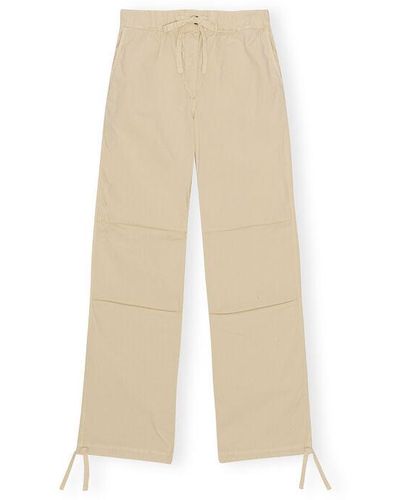 Ganni Washed Cotton Canvas Draw String Pants - Natural