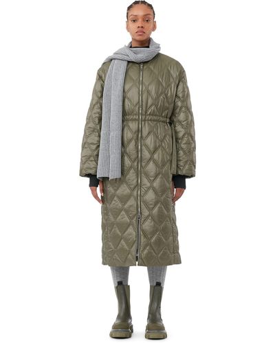 Ganni Hiny Quilt Long manteau - Vert