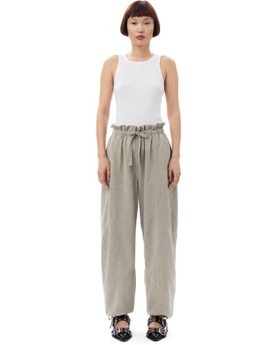 Ganni Grey Light Melange Suiting Elasticated Waist Trousers - Multicolour