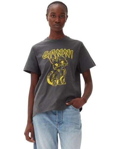 Ganni T-shirt Relaxed Cat - Noir
