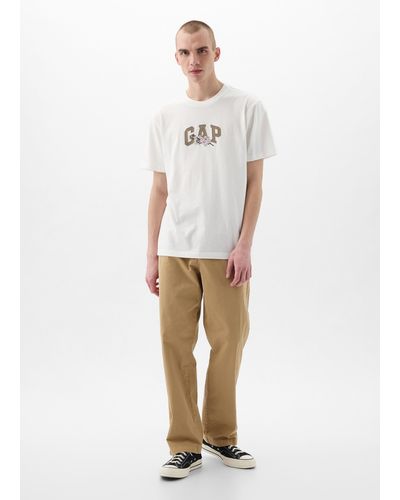 Gap T-shirt ricamo logo con fiori di ciliegio - Bianco