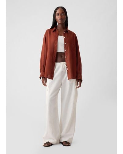 Gap Camicia oversize in lino con tasca - Bianco