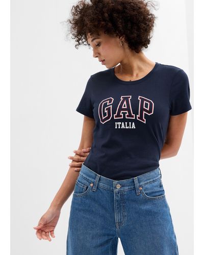 Gap T-shirt in cotone con stampa logo - Blu