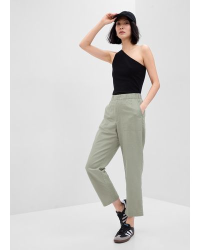 Gap Pantaloni straight fit in lino e cotone - Verde