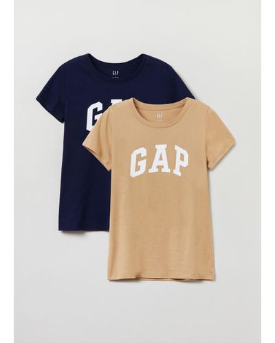 Gap , Bipack T-shirt In Cotone Con Stampa Logo, , Multicolor, Taglia: XS - Blu