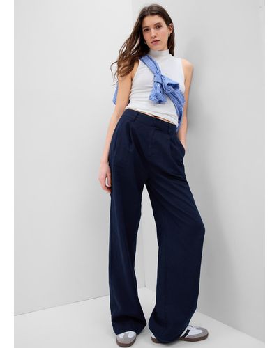 Gap Pantaloni wide leg con pinces - Blu