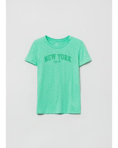 Gap T-shirt in cotone slub con stampa NY - Verde