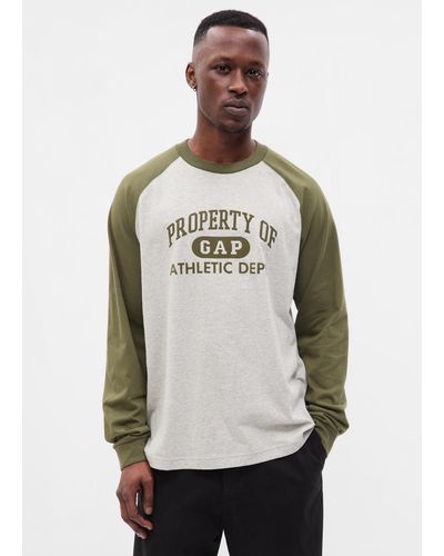 Gap T-shirt bicolore con stampa logo Athletics - Grigio