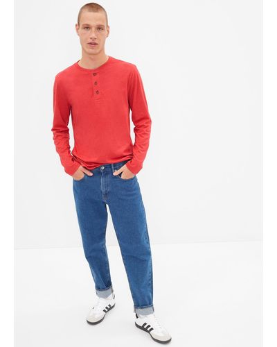 Gap T-shirt a maniche lunghe con scollo serafino - Rosso