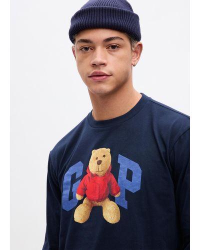 Gap T-shirt stampa logo con orso Brannan - Blu