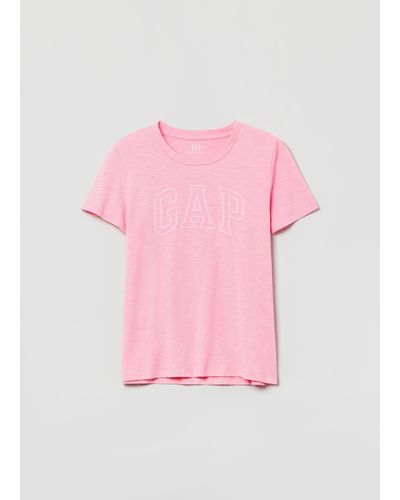 Gap T-shirt in cotone slub con stampa logo - Blu
