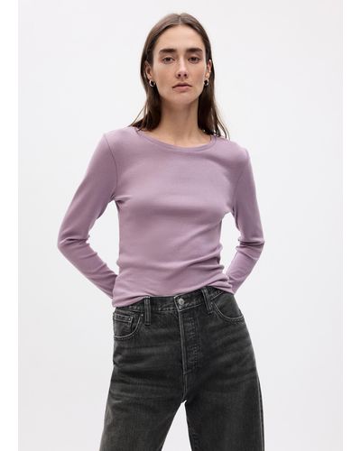 Gap T-shirt a maniche lunghe con scollo rotondo - Viola