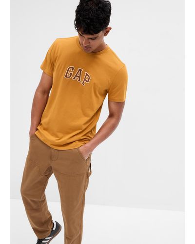 Gap , T-shirt In Cotone Con Ricamo Logo, , Giallo, Taglia: XS - Arancione