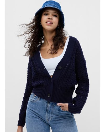 Gap Cardigan in cotone crochet - Blu