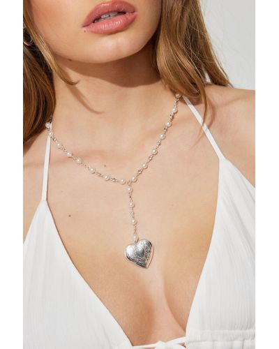 Garage Rosary Heart Locket Necklace - Natural