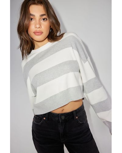 Garage Boxy Stripe Sweater - White