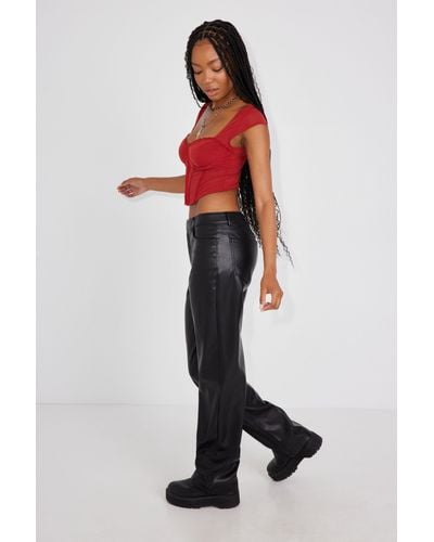 Garage Faux Leather Straight Pant - Multicolor