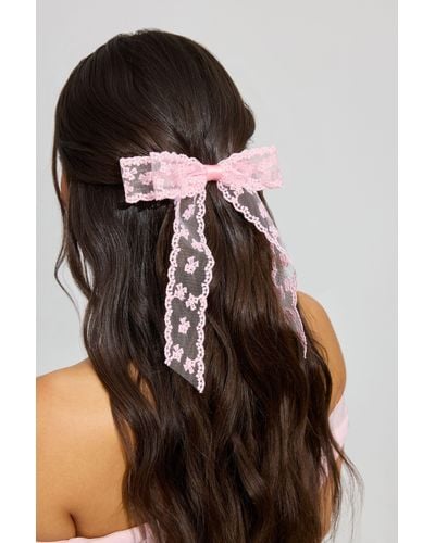Garage Allover Lace Bow Clip - Pink