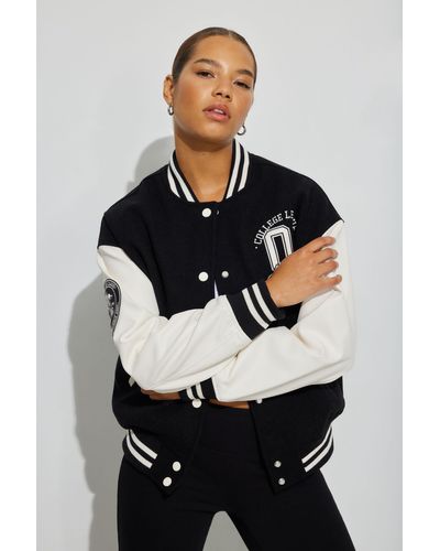 Only ONLWEMBLEY L/S COLLEGE JACKET CC PNT Black / White - Free Delivery  with Rubbersole.co.uk ! - Clothing Jackets Women £ 40.80