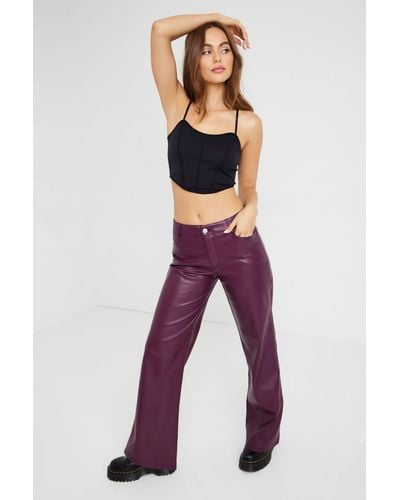 Garage Brooke Faux Leather Low Rise Pant - Purple