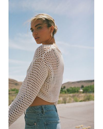 Garage Open-knit Cropped Sweater - Natural