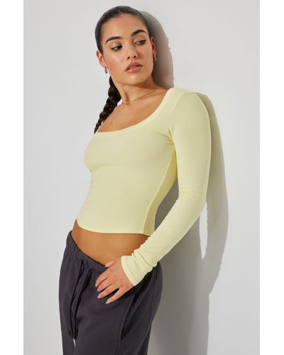 Garage Pamela Long Sleeve Scoop Neck Top - Yellow