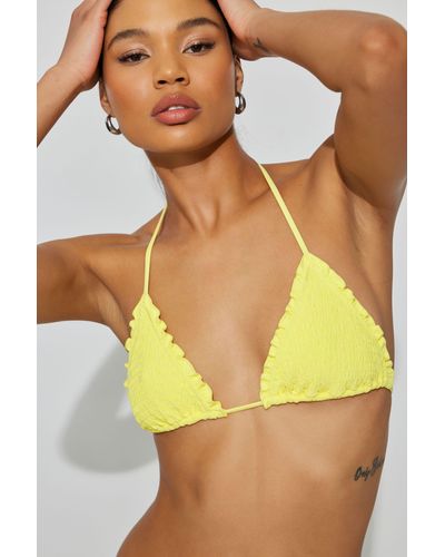 Garage Ruffle Triangle Slider Bikini Top - Yellow