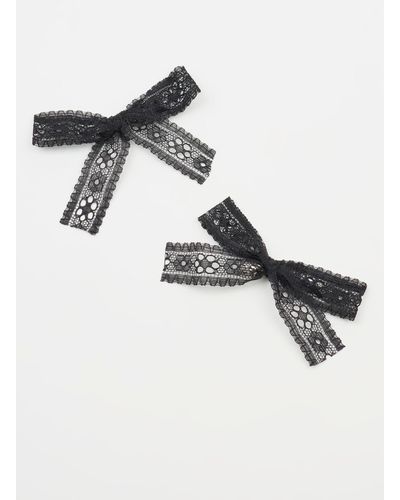 Garage 2-pack Lace Bow Hair Clips - Black