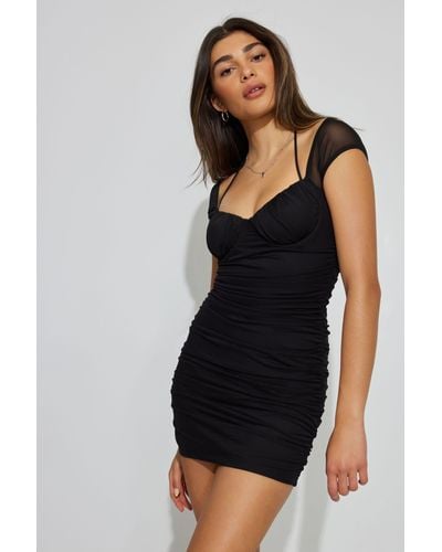 Garage Ariana Mesh Short Sleeve Dress - Black