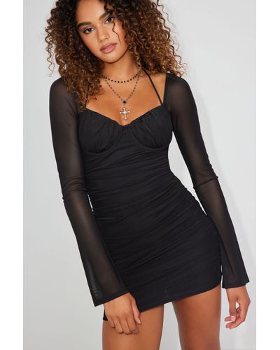 Garage Ariana Long Sleeve Mesh Dress - Black