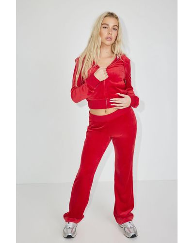 Garage Juicy Couture Og Big Bling Velour Track Pants - Red