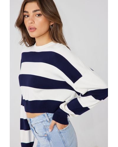 Garage Boxy Stripe Sweater - Blue