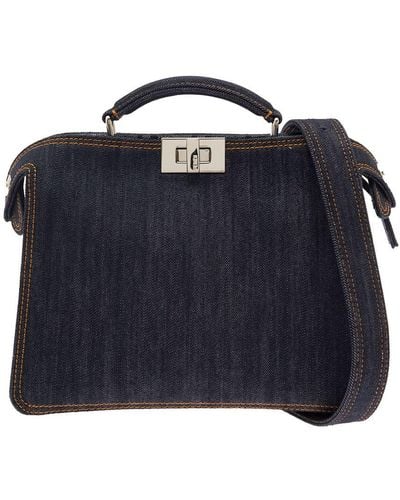 Fendi 'Peekaboo Iseeu Mini' Handbag With Iconic Twist Lock - Blue