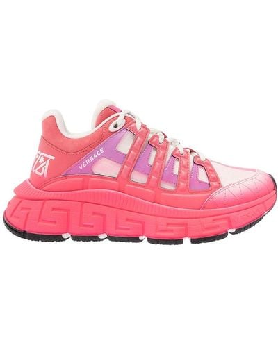 Versace Trigreca Trainers In Leather And Nylon - Pink