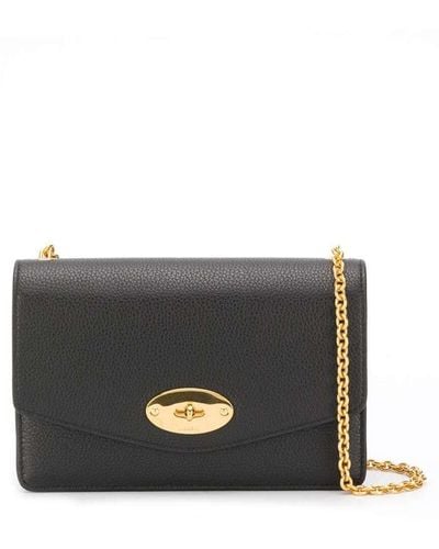 Mulberry 'small Darley' Shoulder Bag With Twist Closure In Grainy Leather Woman - Gray
