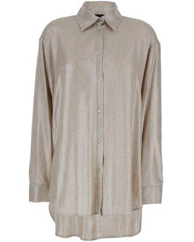 Plain Oversized Shirt - Gray