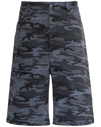Balenciaga Camouflage Denim Bermuda Shorts - Multicolor