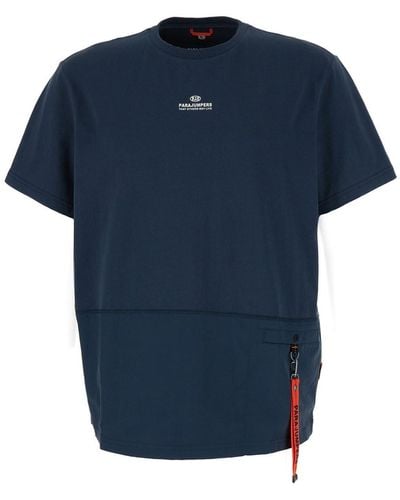 Parajumpers T-Shirt With Logo Print And A Pocket - Blue