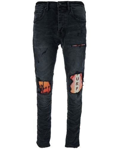 Purple Brand Brand Skinny Jeans With Print And Rips - Blue
