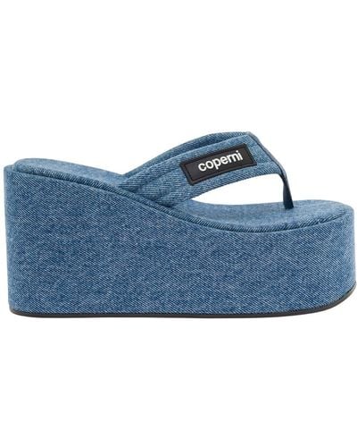 Coperni Light Sandals With Wedge And Logo Patch - Blue