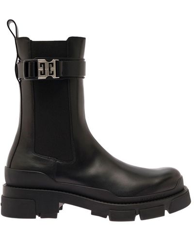 Givenchy 'terra' Chelsea Boots With 4g Clip Buckle In Leather Man - Black