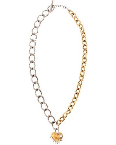 Marni Raw Hearts Two-tone Chain Necklace Woman - Metallic