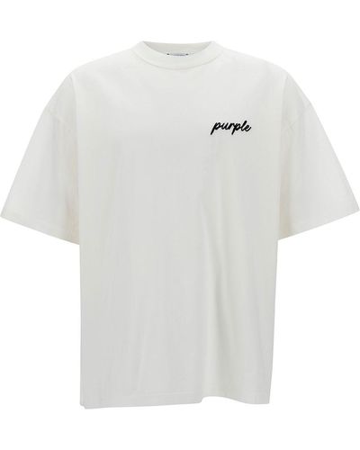 Purple Brand Brand Oversized T-Shirt With Logo Lettering Print - White