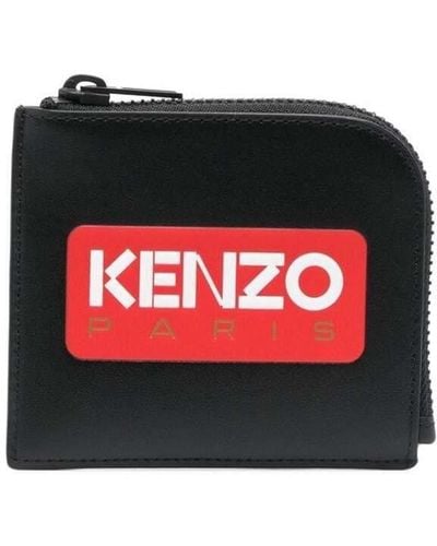 KENZO Logo Print Zip-up Wallet - Red