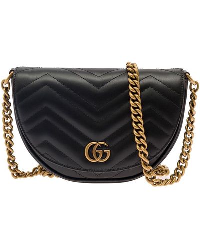 Gucci gg Marmont Brand-plaque Leather Cross-body Bag - Black
